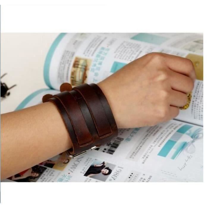 Bracelet Cuir Force Double marron