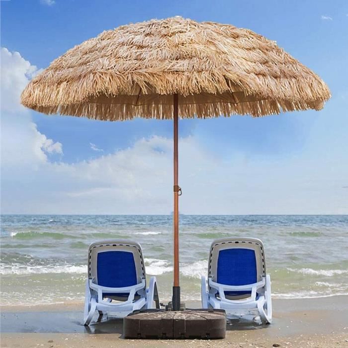 PARASOL ZLI Parasol de Jardin Parasol de Plage de 2.4m-8ft, Jardin de Inclinable Rond Paraso - Recouvert de Paille Imitée135