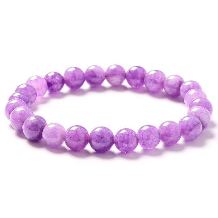 Bracelet Pierre Naturelle Améthyste 8mm , Bracelet perle , Pierre Précieuse pour homme et femme