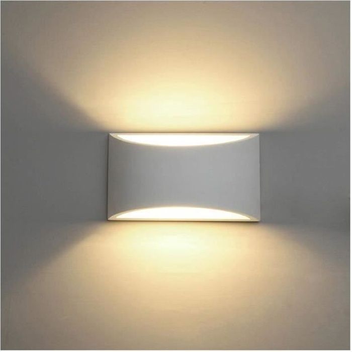 Appliques Murales Interieur, Blanc Lampe Murale LED 7W Blanc Chaud Applique Murale en Plâtre pour Chambre Maison Couloir Salon