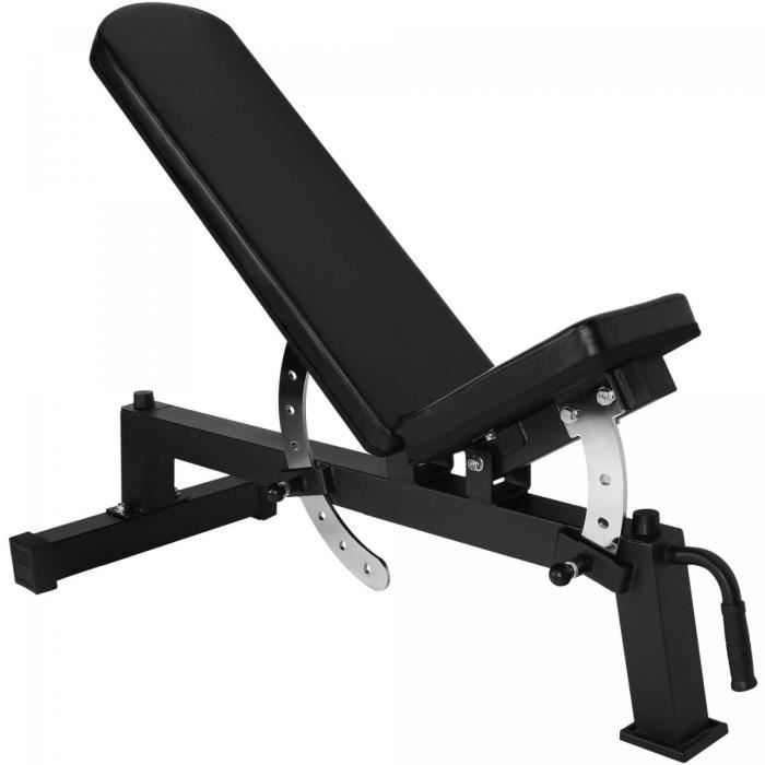 Banc de musculation professionnel GORILLA SPORTS ® - Banc multi-incliné Noir en acier avec charge maximale de 250 kg