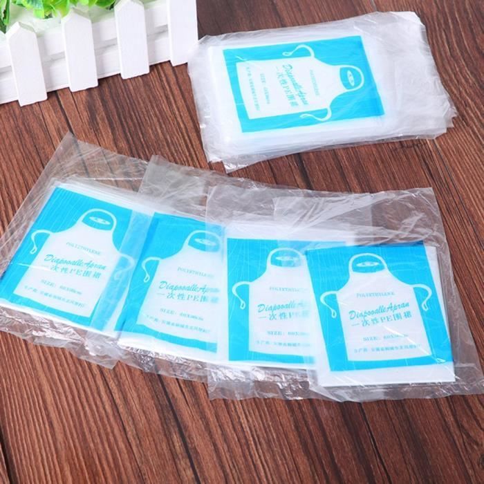 100pcs Tabliers jetables, tabliers de nettoyage sanitaire transparent pour cuisine, usage domestique quotidien
