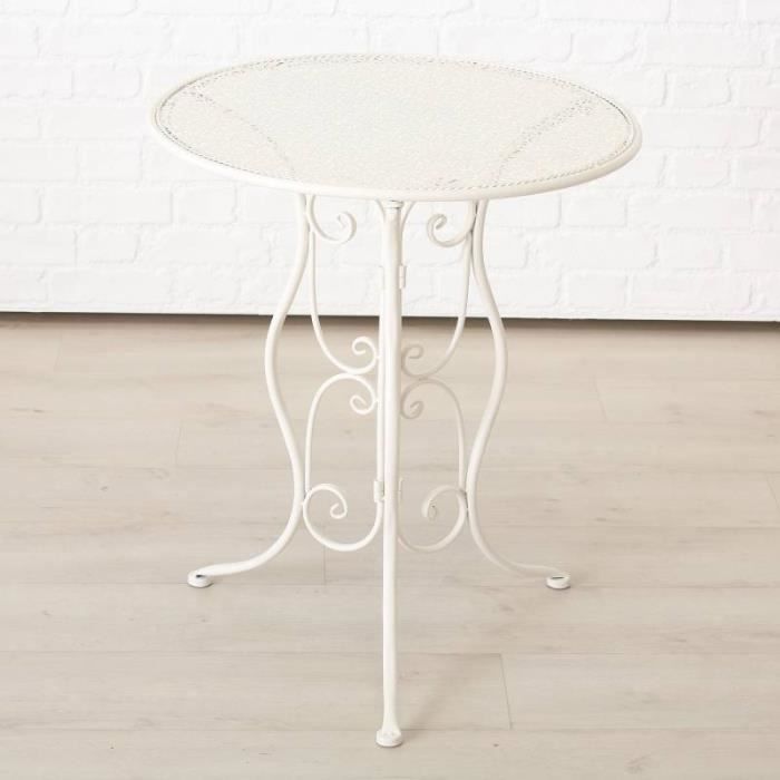 Salon de Jardin Salon de Thé 2 Places Personnes Table Bistrot et 2 Chaises Pliantes en Fer Blanc 70