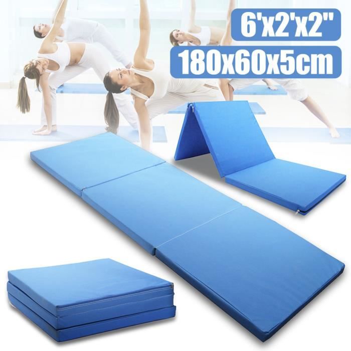 NEUFU Tapis Sol Gymnastique Fitness Yoga Sport Pliable Aerobic Exercice 180x60x5cm