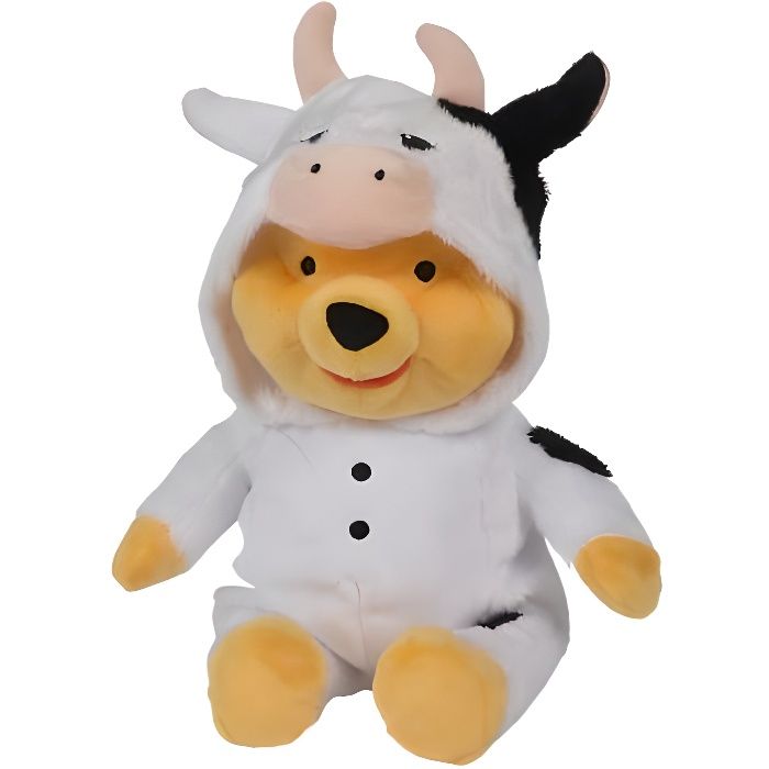 Peluche Winnie L Ourson Deguisement Vache 32 Cm - Pyjama - Doudou Disney