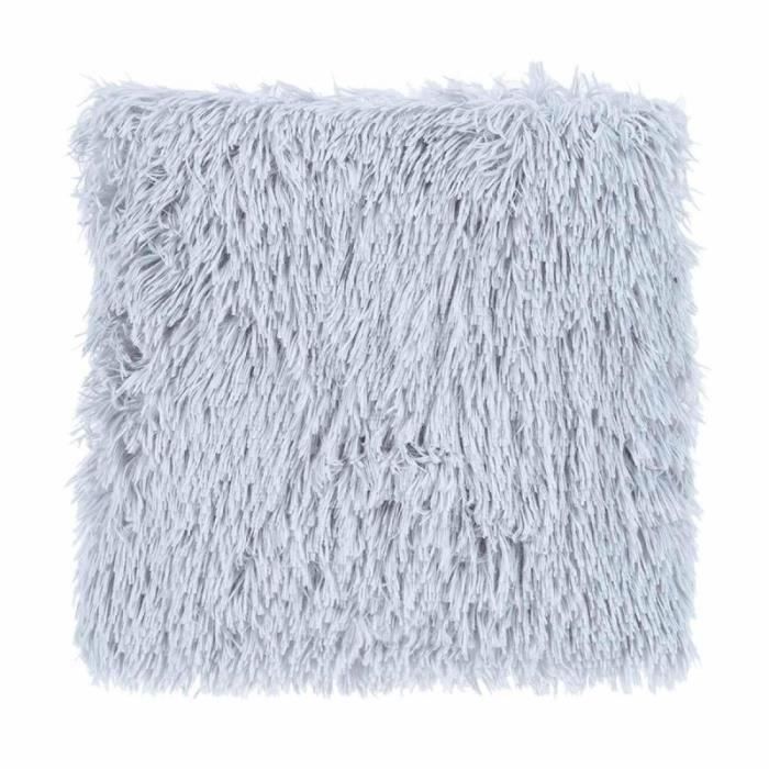 Coussin Imitation Fourrure -Long- 45x45cm Gris