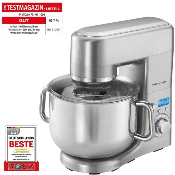 Profi Cook PC-KM 1096 Robot de cuisine multifonction, 10 L, 1500 W, acier inoxydable