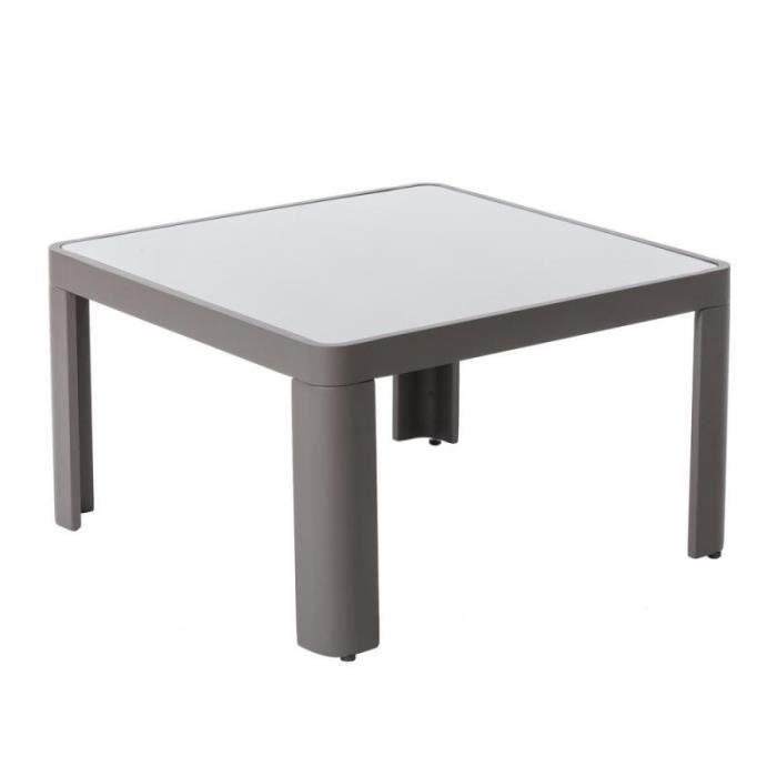 Table basse d'extérieur Aluminium/Verre Gris - FLORES - L 70 x l 70 x H 40