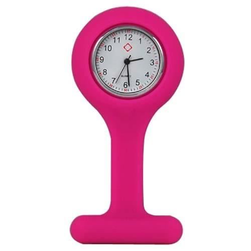 TRIXES Montre de poche infirmière femmes dans le silicium avec broche rose foncéfoncé