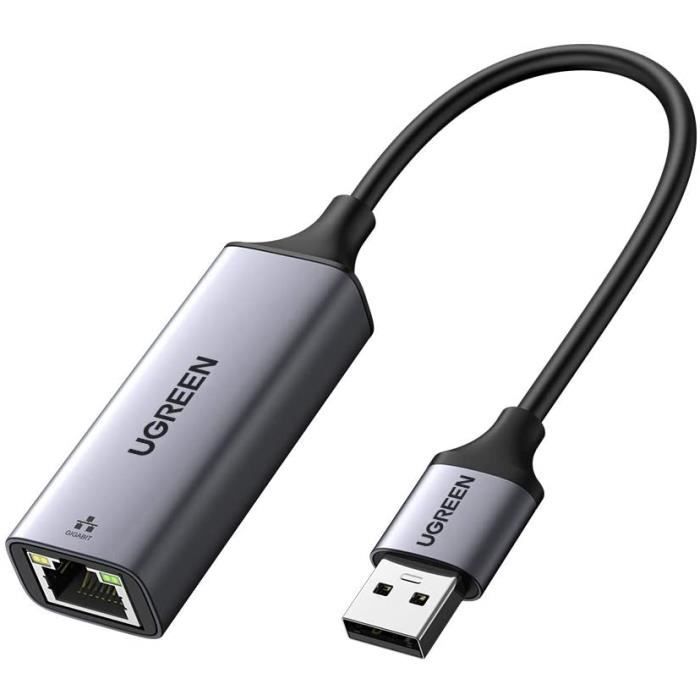 UGREEN Adaptateur USB Ethernet Gigabit USB 3.0 vers RJ45 à 1000 Mbps en Aluminium