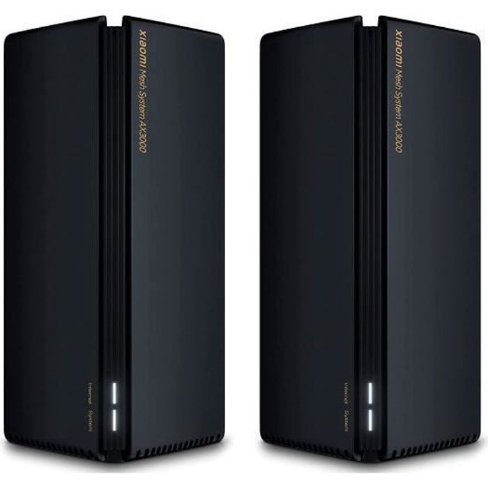 Xiaomi Mi Mesh System AX3000 Mesh WiFi System (2pack) en noir, réseau stable jusqu'à 1 200 mètres carrés, WiFi 6 bi-bande pour une