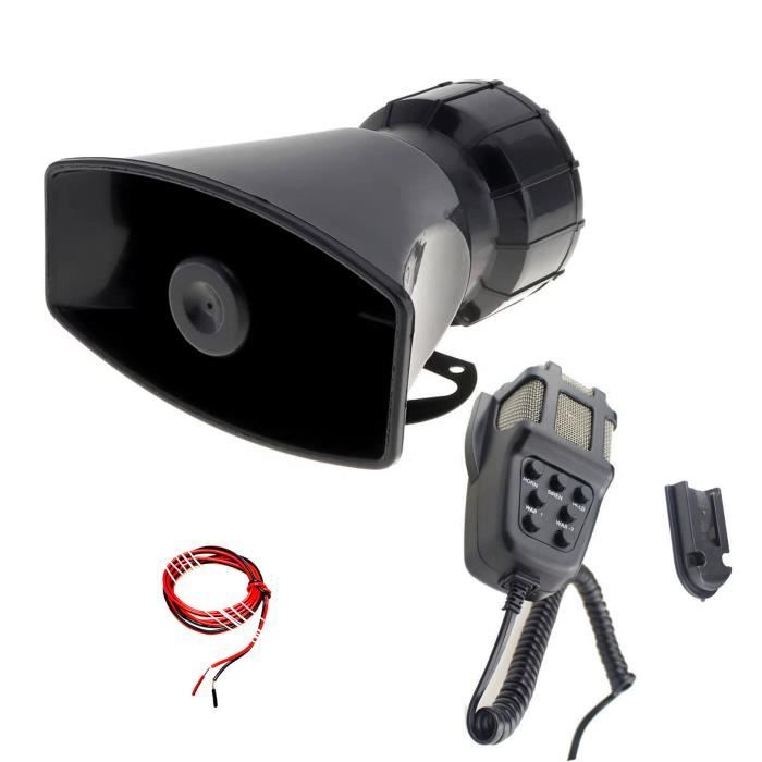 YIYIDA 7 tons Sirène de voiture klaxon son d'urgence avec microphone haut-parleur système d'urgence Sirène Corne car horn 12V 80W