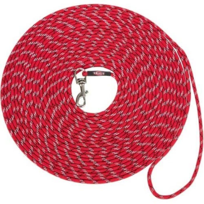 Laisse à Pister - TRIXIE - 19940 - Rouge - 8 m - 4 mm - Pour Chiens et Chats