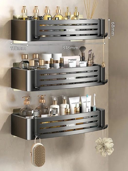Étagère Douche Sans Perçage PickPiff – Acier Inox SS304, Suspendue Au Robinet, Grand Rangement Shampoing 30x13 Cm
