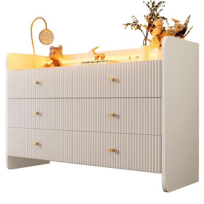 Buffet Commode avec éclairage LED design en forme de vague bahut enfilade pour le salon et la chambre120 x 40 x 75 cm blanc