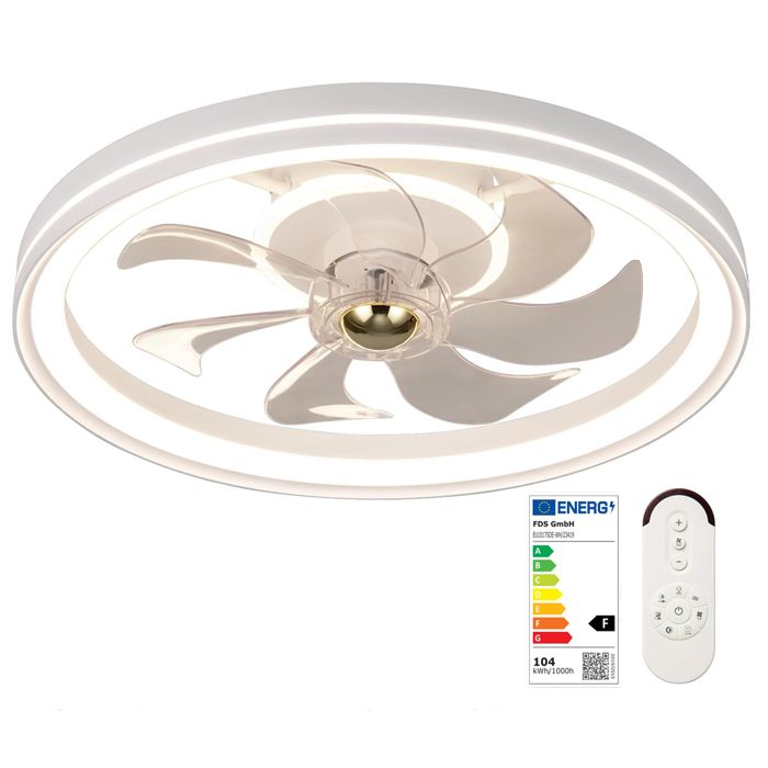 COSTWAY Ventilateur de Plafond Ø48xH13cm avec Lumières Réglables Ventilateur Plafond Réversible Télécommande 6 Vitesses Minuterie - Costway