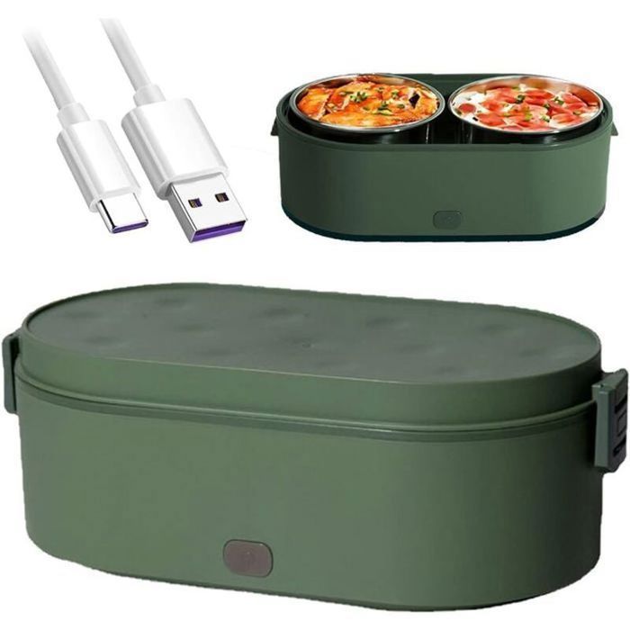Boîte Repas Chauffante électrique 1000 Ml – Batterie 16000 MAh, Réglage 6 Niveaux, Acier Inox