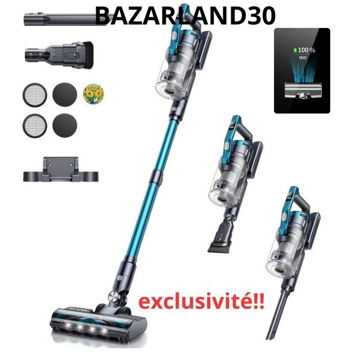 Aspirateur sans fil - BAZARLAND30 - Buture VC60 - 38kPa - 450W - Autonomie 55 minutes - Bazarland30