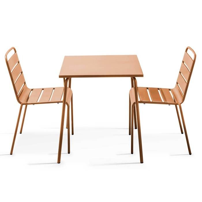 Ensemble table de jardin carrée et 2 chaises Caramel Palavas Oviala