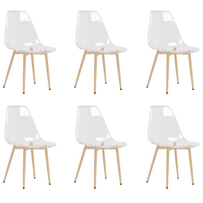 SOLO - TOP Chaises à manger/cuisine - lot de 6 - Transparent PET - cadre en métal - max charge 110kg LV511