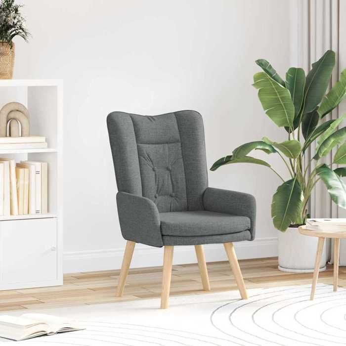 Fauteuil relaxant avec accoudoir - Fauteuil simple - Pour salon Gris foncé 63x67x94 cm tissu DÉCOSHOP 697603 2 ans garantie