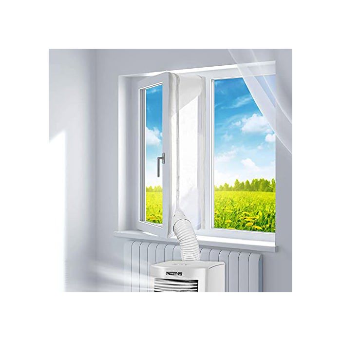 Kit calfeutrage climatiseur mobile 400cm blanc étanche tuyau évacuation fermeture éclair installation facile
