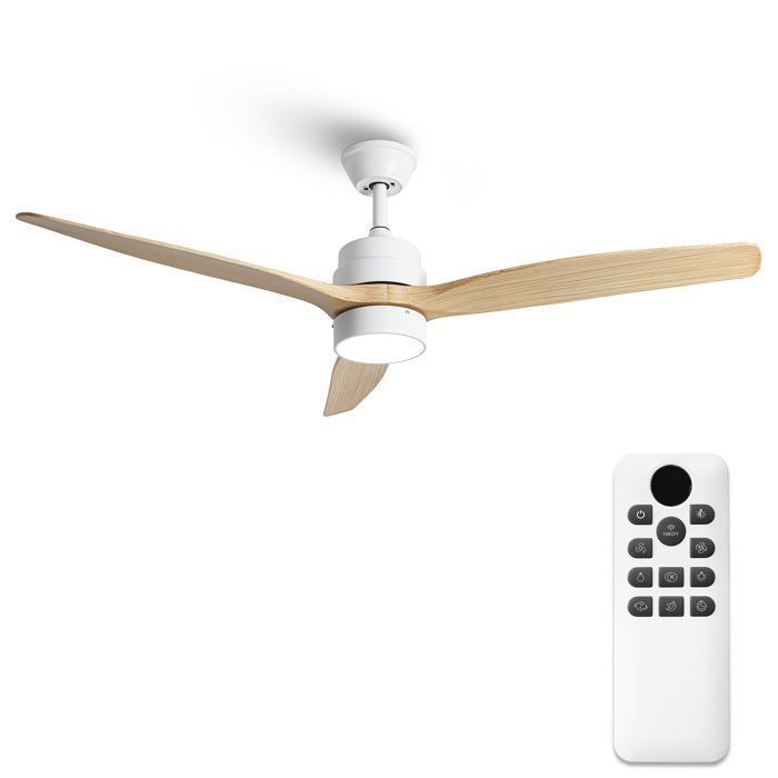 Parrot Uncle Ventilateur de Plafond 132cm avec LED Télécommande 6 Vitesses 3 Pales Fonction Été/Hiver Minuterie Bois Clair - Parrot Uncle