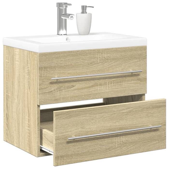Ensemble de meubles de salle de bain - vidaXL - Chêne sonoma - Bois dingénierie - 60x38 5x48 cm - Lavabo céramique