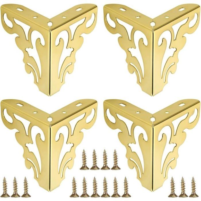 Pieds de canapé en métal - MICH - Lot de 4 - 12 cm - Doré - Pour meuble TV canapé placard - Fer robuste