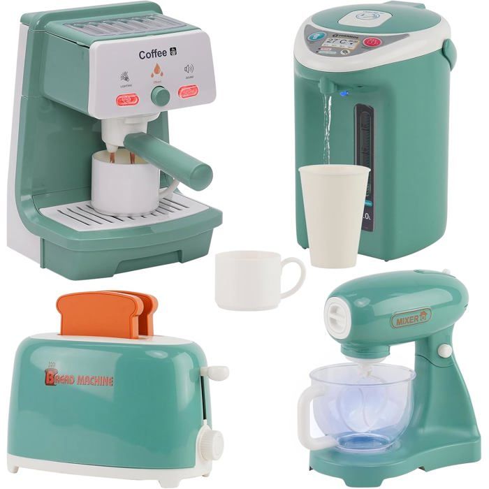 Set Cuisine Jouet Enfant 3+ Ans – Cafetière, Mixeur, Blender, Grille-Pain Avec Sons & Lumières Réalistes – Rose – Jeu Éducatif Complet Set Accessoires Cuisine Réaliste Cafetière Mixeur Blender
