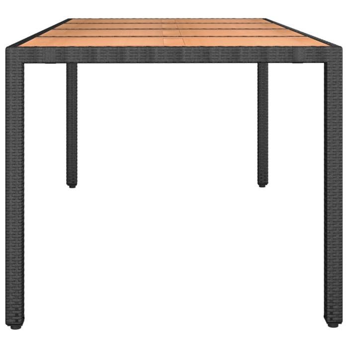 Black Friday Table à dîner de jardin BURKE 2/4 PERSONNES plateau en bois Noir Résine tressée bois massif TTT222