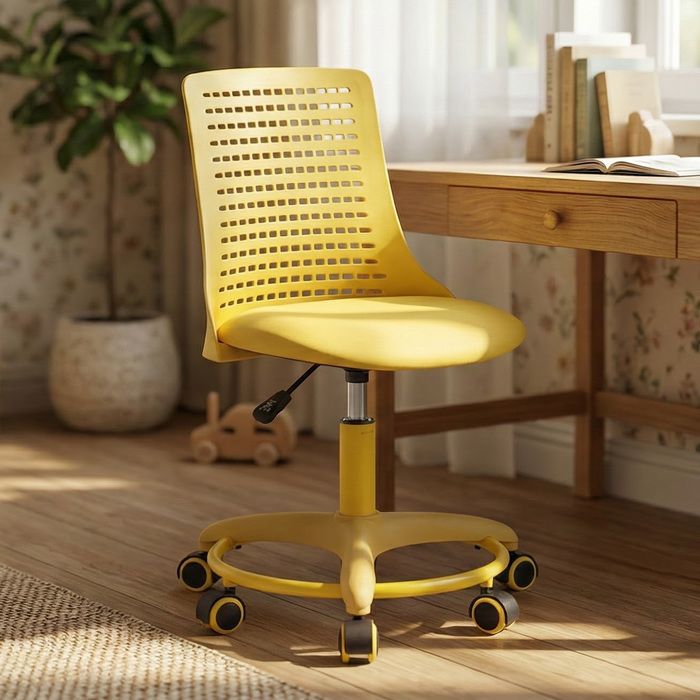 Ya-home Chaise de Bureau pour Enfants en Cuir PU Chaise dEtude Enfant avec Dossier Respirant Fauteuil Réglable en Hauteur Jaune