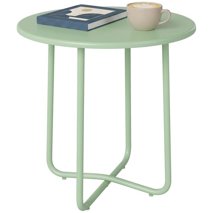 Table basse extérieure - table de jardin - Outsunny - ronde bord enroulé pieds réglables en hauteur - métal - Ø 48 x 51 cm - vert