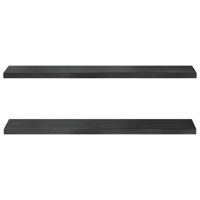 MEUBLE DE SEJOUR Noir - MODE étagères murales - 2 pcs - 100x23 5 cm noir acier inoxydable Nettoyer facile_09_827