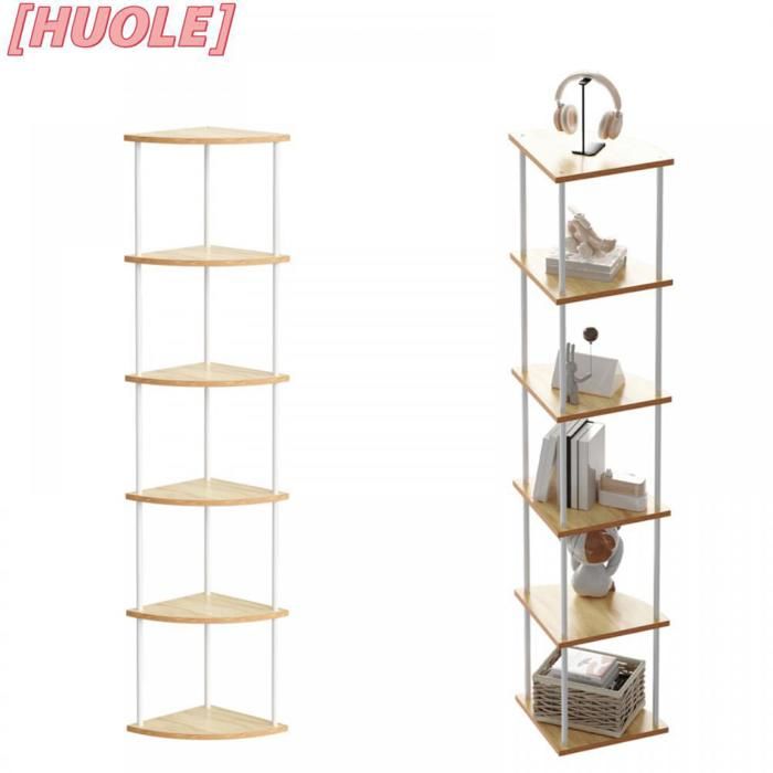 Étagère dangle à 6 niveaux meuble de rangement multifonctionnel en bois massif 30 × 30 × 154 cm couleur érable blanc.