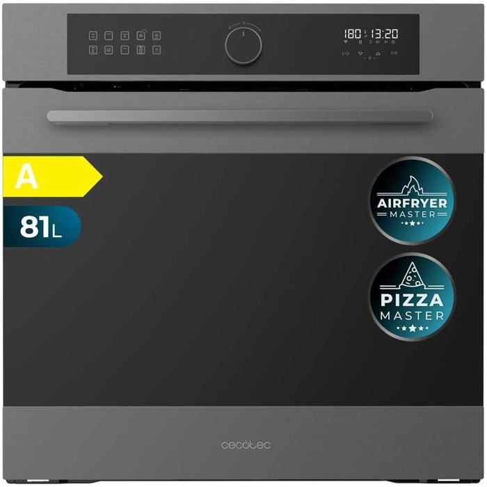 Four encastrable multifonction argent mat - Cecotec - 81 L - 3400 W - 11 fonctions - Airfryer Master - Pizza Master