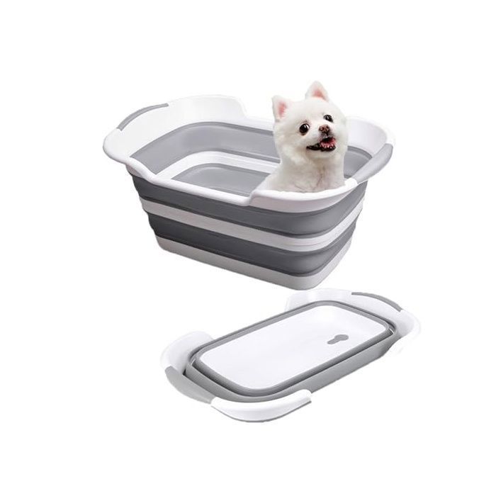 Baignoire Pliante pour Animaux de Compagnie avec Trou Dévacuation Multifononnelle Portable pour Chiens Chats BASSIN POUR ANIMAL