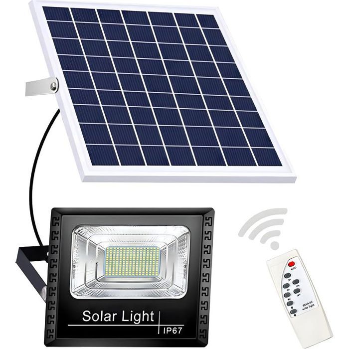 Soldes Projecteur solaire dextérieur de 100 W à 800 W 6000 K étanche IP67 lumière de sécurité à énergie solaire marche/arrêt