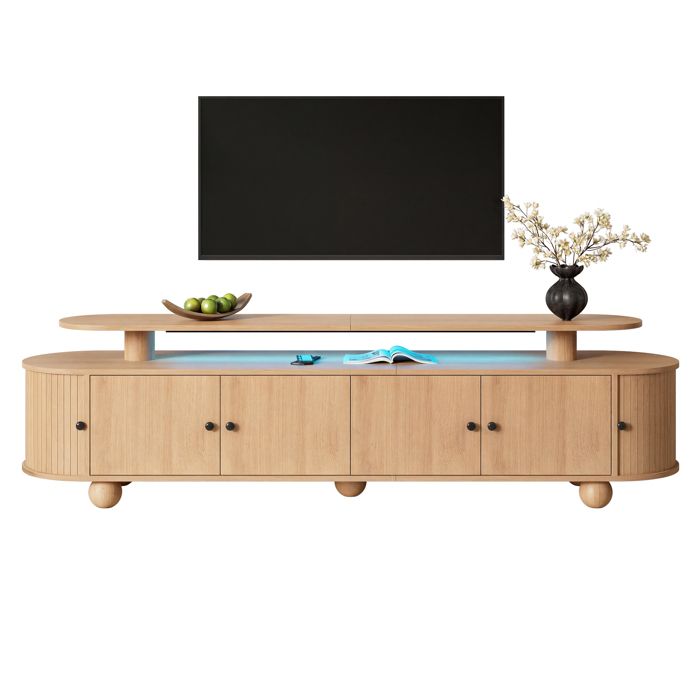 Meuble TV double hauteur angles arrondis 4 portes fixes et 2 coulissantes LIVING