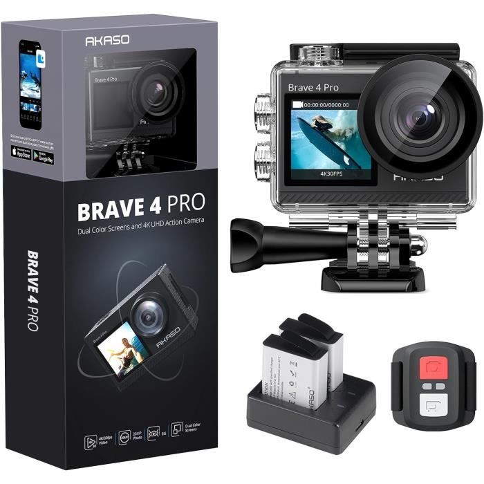 AKASO Caméra Sport Brave 4 Pro 4K 20MP Caméra Etanche 40M Deux