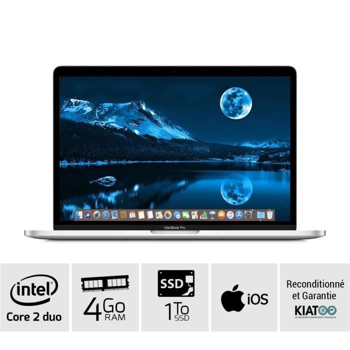 Top achat PC Portable APPLE MACBOOK PRO 13 Gris A1278 core 2 duo 4 go ram 1 To SSD disque dure clavier AZERTY pas cher