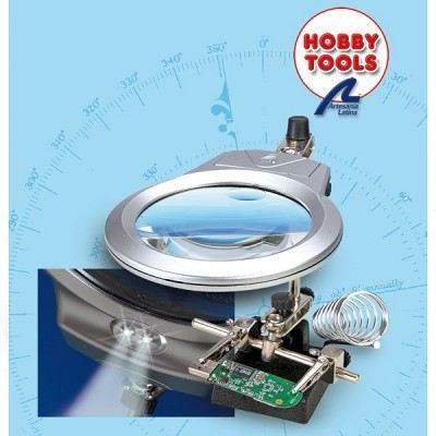 Troisième Main 3.5 x 12 x Loupe de Table Support 2 LEDs Loupe sur Pied pour Ingénieur