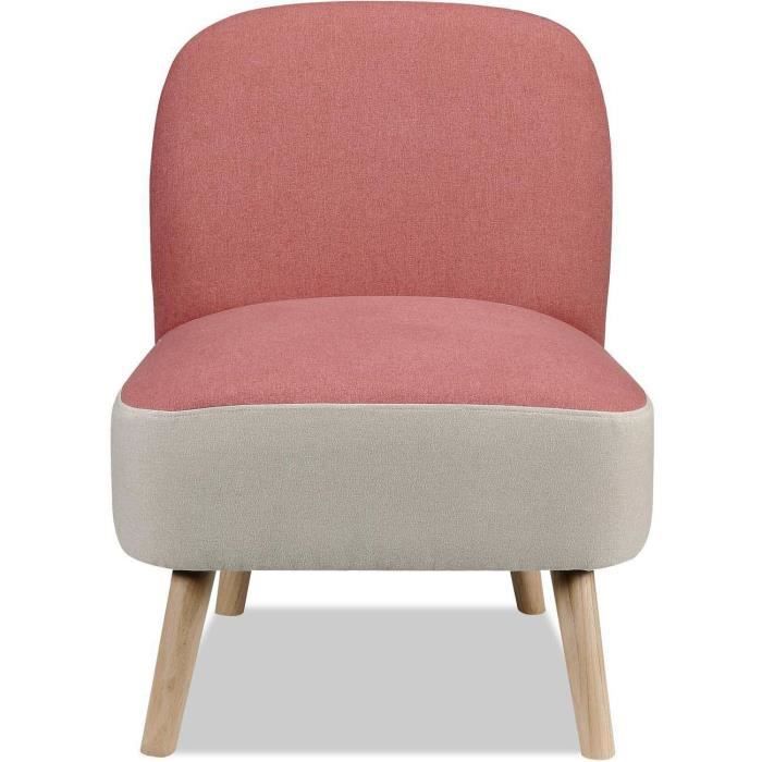 fauteuil dopio rose - athm design - assise polyester pieds bois - contemporain - design