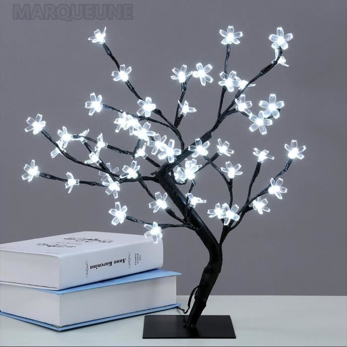 Marqueune-- Arbre Lumineux LED Lampe de cerisier 48 Fleurs des Lumières  d'arbre de Cerise Décoration Intérieure Bureau Chevet Blanc - Cdiscount  Maison