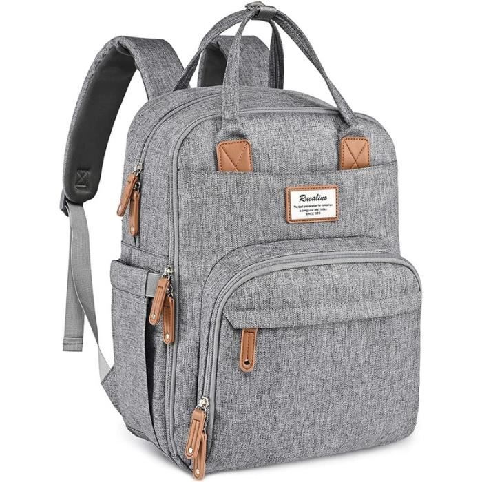 Sac à Dos à Langer - KENLUMO - Grande Capacité Imperméable - Gris foncé  (unisexe) - Cdiscount Puériculture & Eveil bébé