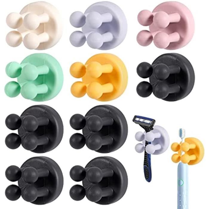 Porte-brosse à dents mural - Silicone (lot de 10) - Auto-adhésif - Étanche - Multi-usage