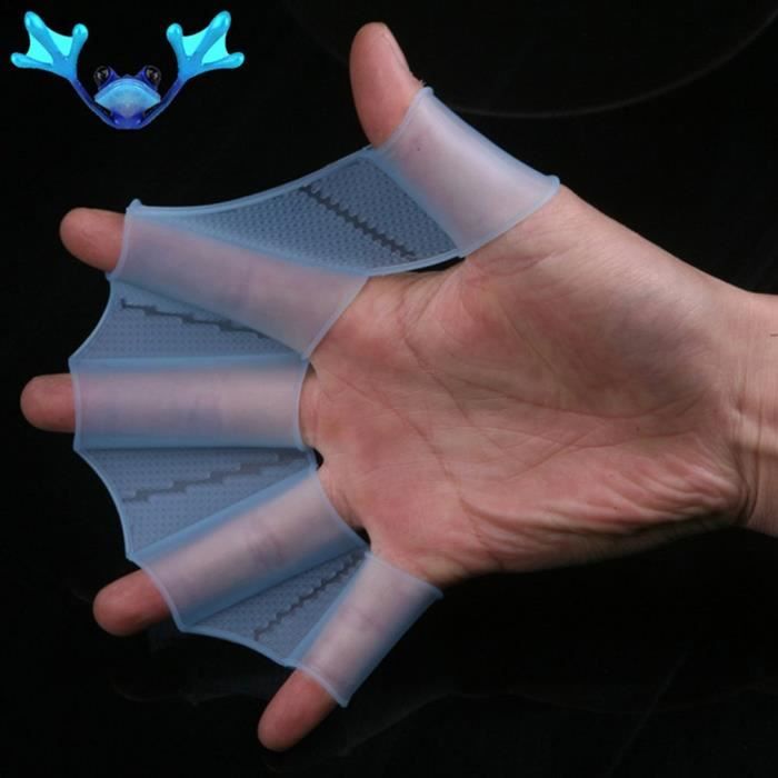 Tiuimk Gants De Natation Silicone Enfant Bleu - Gants Palmés Pour Plongée Et Natation, Améliore Vitesse Et Résistance