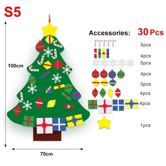 Décoration de fête - ZGEER - Sapin de Noël en Feutre - 30 Décorations