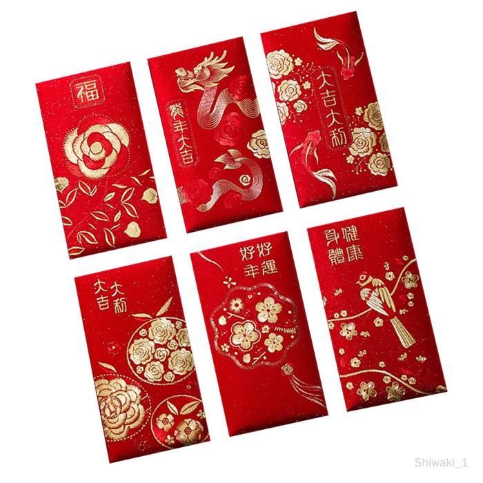Lurrose 30 Pièces Enveloppes Année Du Dragon Enveloppe Hong Bao Du Zodiaque  Sac D'argent 2024 Année Du Dragon Enveloppes Rouges Enveloppe Année Du