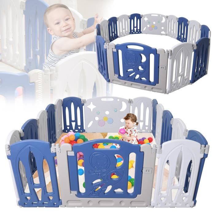 YRHOME Parc pour bébé pliable avec 14+2 panneaux aire de jeux pour enfants, barrière de sécurité en plastique 193,5 x 150 cm